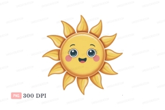 Cheerful yellow sun with rosy cheeks happy cute Product Image 1