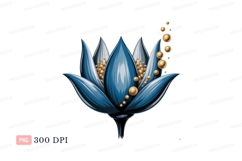 Blue lotus gold pearls flower Product Image 1