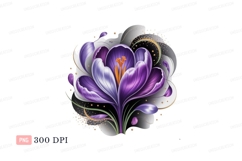 Purple crocus flower with golden accents botanical Product Image 1