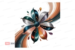Abstract metallic flower with swirling ribbons petals Product Image 1