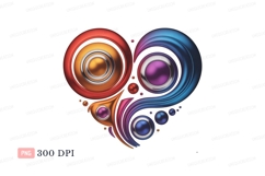 Abstract heart shape metallic design chrome glossy Product Image 1