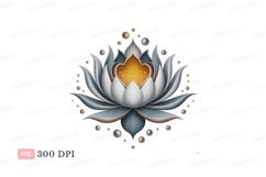 Ornate Lotus Flower With Golden Center white blue Product Image 1