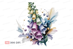 Colorful foxglove flowers with decorative elements Product Image 1