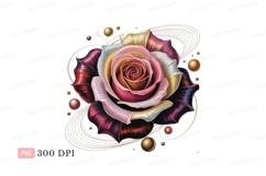 Multi colored rose with golden spheres multicolor petals Product Image 1