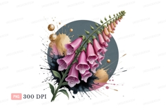 Pink foxglove flowers with gold accents floral botanical Product Image 1