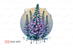 Purple foxglove flowers with water droplets blue nature Product Image 1