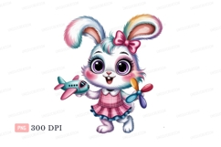 Fluffy bunny with airplane toy rabbit propeller Product Image 1