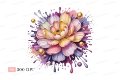 Colorful flower splash gold spheres paint Product Image 1
