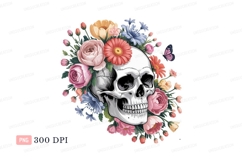 Skull floral arrangement butterfly flowers pink Product Image 1