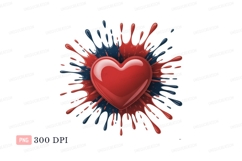 Red heart splash paint blue Product Image 1