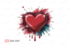 Red heart dripping paint splash Product Image 1
