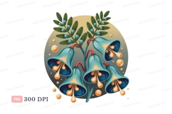 Bluebell cluster with berries and droplets leaves Product Image 1