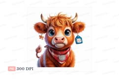 Fluffy Highland Cow With Blue Eyes orange Product Image 1