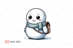 Cute snowman with scarf and backpack winter Product Image 1