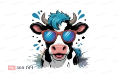 Cool cow wearing sunglasses blue black Product Image 1