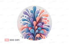 Colorful liquid splashes with gold beads abstract blue Product Image 1