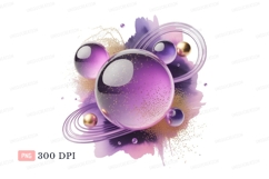 Purple spheres golden dust abstract image Product Image 1