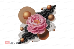 Pink peony golden spheres abstract design flower Product Image 1