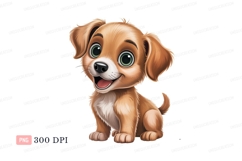 Adorable cartoon puppy with big green eyes cute canine Product Image 1