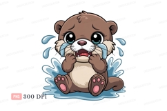 Sad otter crying water splashes image Product Image 1