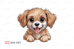 Adorable fluffy puppy peeking canine animal Product Image 1