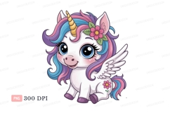 Cute winged unicorn with colorful mane pegasus mythical Product Image 1