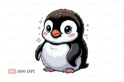 Chubby penguin with blue eyes clipart cute Product Image 1