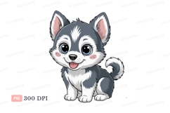 Cute husky puppy cartoon image Product Image 1