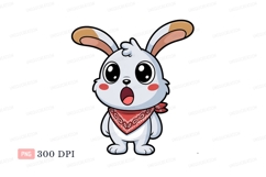 Surprised white bunny wearing red bandana rabbit Product Image 1