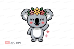 Cute koala wearing flower crown animal cartoon Product Image 1