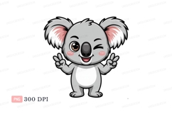 Cute koala making peace sign cartoon animal Product Image 1