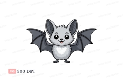 Cute grey bat with wings spread animal flying Product Image 1