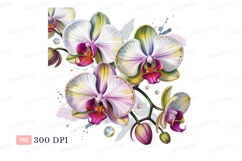 White purple orchids gold accents pink yellow Product Image 1