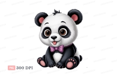 Cute panda bear with pink bow animal cartoon Product Image 1