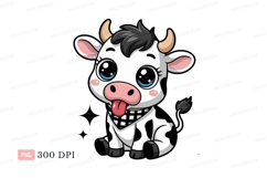 Cute cartoon cow with bandana animal white Product Image 1