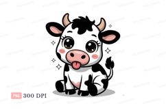 Cute black cow with pink cheeks cartoon Product Image 1