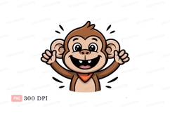 Cheerful monkey with bandana animal cartoon Product Image 1
