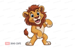Happy cartoon lion dancing playful Product Image 1