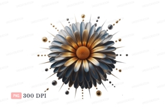 Metallic flower with golden center and blue petals Product Image 1