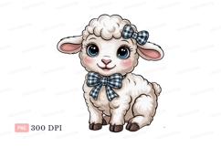Cute fluffy sheep with blue bows lamb animal Product Image 1