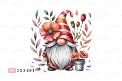 Gnome with poppies and foliage poppy flower Product Image 1