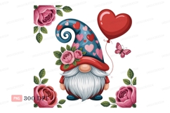 Gnome heart balloon roses butterfly image Product Image 1
