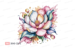 Pastel Magnolia Bloom Watercolor Splash flower Product Image 1