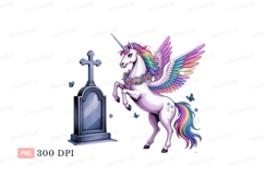 Winged unicorn near gravestone pegasus fantasy Product Image 1