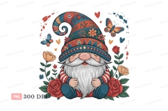 Gnome With Flowers Butterflies Hearts image Product Image 1
