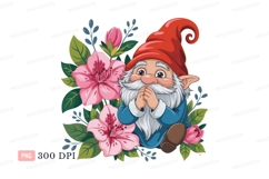 Gnome With Pink Flowers fantasy character Product Image 1
