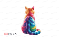 Colorful striped cat rear view feline animal Product Image 1