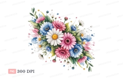 Pink Blue White Daisy Gerbera Bouquet flowers Product Image 1