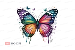 Colorful dripping butterfly with swirls ornate Product Image 1