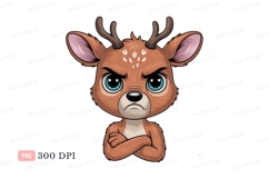 Grumpy deer with crossed arms angry cartoon Product Image 1